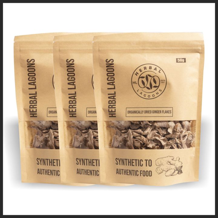 herbal Lagoon's Pack of 3 (50g each) Dehydrated Ginger Flakes Ginger ...