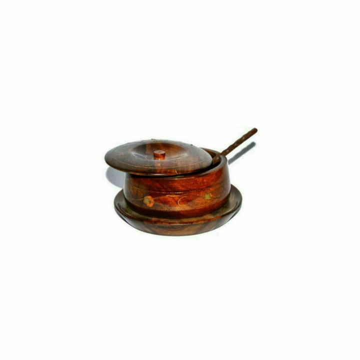 Wooden Square Carving Sugar Pot 4 inches (wood sheesham)