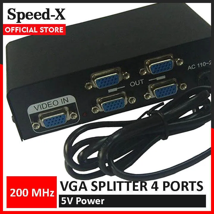 Vga Multi Splitter VGA Splitter 4 Port - (VGA Splitter Connects One PC/Source to 4 VGA ...