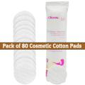Pack of 80 Cosmetic Cotton Pads for Face. 100% Cotton Makeup Pads for Procedures. Facial Makeup Remover. 