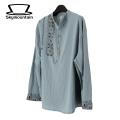 Men Long Sleeve Shirt Stylish Ethnic Print Men's Casual T-shirt Slim Fit Long Sleeve Stand Collar Trendy Spring/fall Shirt for Southeast Asian Fashion Enthusiasts Men Shirt. 