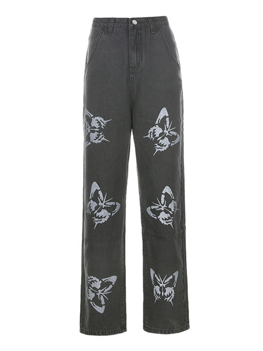 Women's%20Loose%20Jeans,%20High%20Waist%20Butterfly%20Print%20Long%20Straight%20Pants,%20Slim%20Baggy%20Trousers%20-%20Image%206