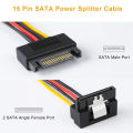 SATA Power Cable, 2-Pack 8-Inch SATA 15 Pin Male to 2XSATA 15 Pin Down Angle Female Power Splitter Cable. 