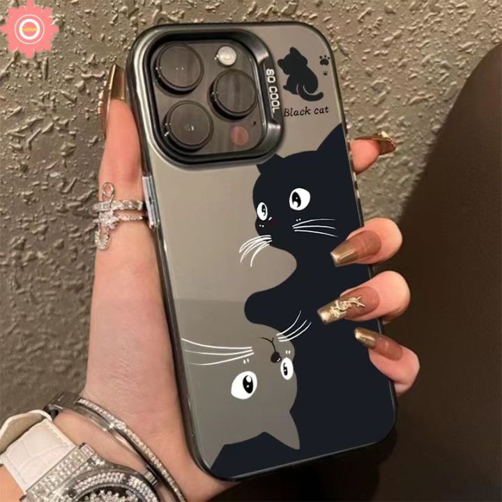 Cool Cartoon Black Cat Phone Case Compatible for IPhone 15 12 14 11 13