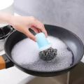 Special Discount Kitchen Stainless Steel Wire Ball With Long Handle Dishwashing Brush Cleaning Pot Ball Brush Home Kitchen Accessories Tools. 