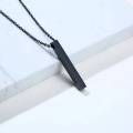 BlACK  Pure Stainless Steel Vertical Bar Necklace/Locket/Chain for Men/Boys. 