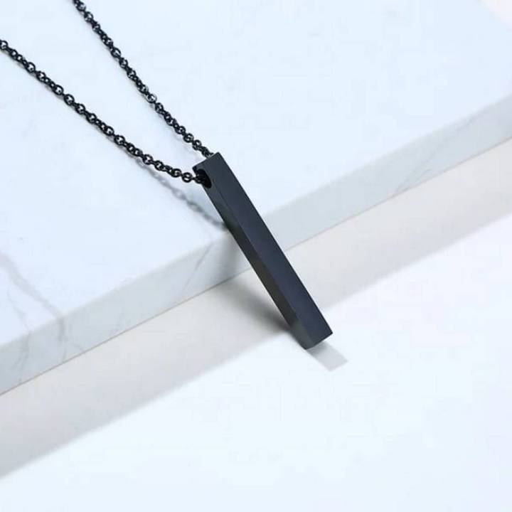 BlACK  Pure Stainless Steel Vertical Bar Necklace/Locket/Chain for Men/Boys