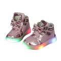 OIMG Girls Shoes Little Girls Princess Children Shoes With Light Baby Fashion Hook Loop Led Shoes Kids Light Up Glowing Sneakerseu Size 21-30 /Pink - Intl. 