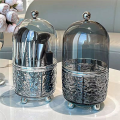 Makeup Brush Holder with Lid 360 Rotating Clear Dustproof Make Up Brushes Container -D Easy to Use. 