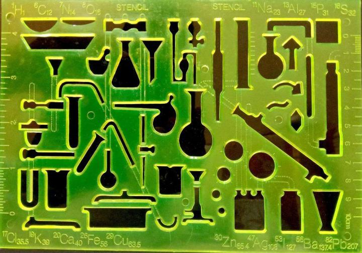 Chemistry%20Laboratory%20Experiment%20Symbols%20Drawing%20Template%20KT%20Soft%20Plastic%20Ruler%20Design%20Stencil%20-%20Image%202