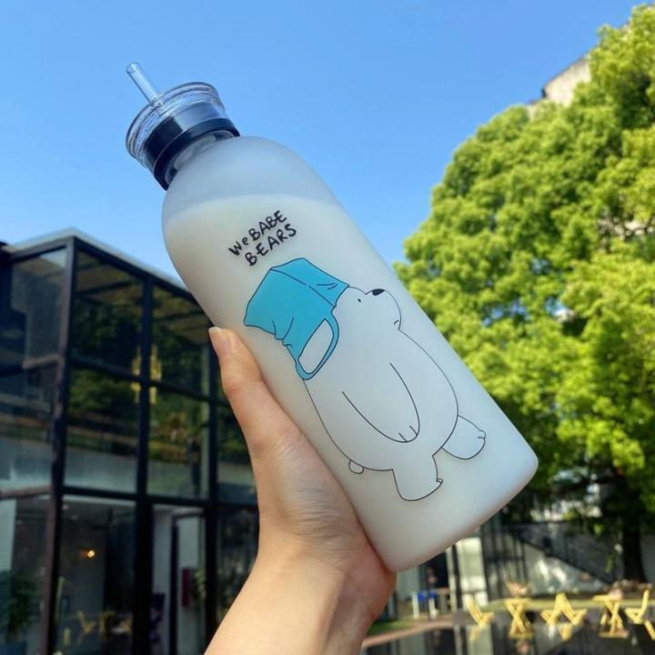 'We%20Bare%20Bears'%20Frosted%20Plastic%20Water%20Bottle%20with%20Straw%20And%20Extra%20Cap%20-%20Image%203