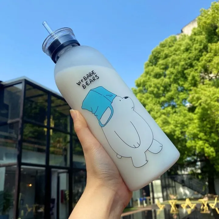 'We%20Bare%20Bears'%20Frosted%20Plastic%20Water%20Bottle%20with%20Straw%20And%20Extra%20Cap%20-%20Image%203