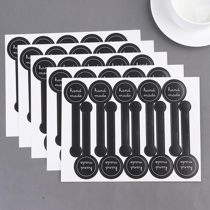 50Pcs "Hand Made" Black Sealing Sticker Packaging Sticker Label DIY Gift Sticker
