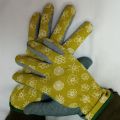 1 Pair Dot beads non slip Polyester cotton fabric PVC Dotted Palm & Finger Coated Mesh Back Floral gloves for Gardening Dusting cleaning hard works handling work Driving. 