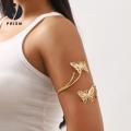 Prism Arm Jewelry Boho Butterfly Arm Cuff Bracelet for Women Elegant Flower Decor Bangle for Prom Party Cosplay Adjustable Anti-slip Design Women Hand Jewelry. 