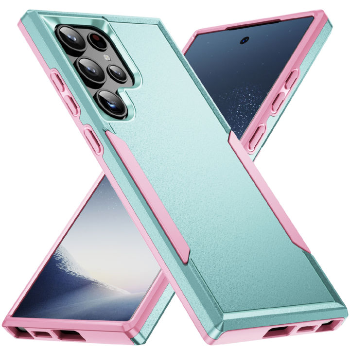 Samsung Galaxy S24 Ultra Protection Case Green Pink Back Cover Mobile Protector