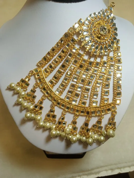 Jhumar%20Pearl%20Polki%20Kundan%20Golden%20Color%20-%20Premium%20Quality,%20Stylish%20And%20Traditional%20%20Jewelry%20Piece%20-%20Image%204