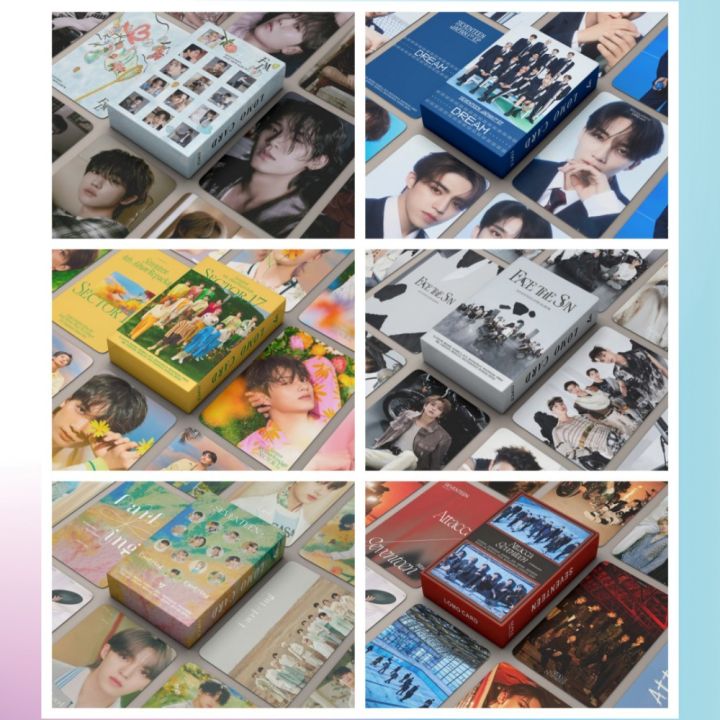 55pcs/box Kpop Idol SEVENTEEN Laser Photocards Album Hologram Lomo Cards Flash Gradient Postcards CARAT Gift