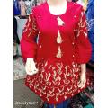 red embroidered Kurti. 