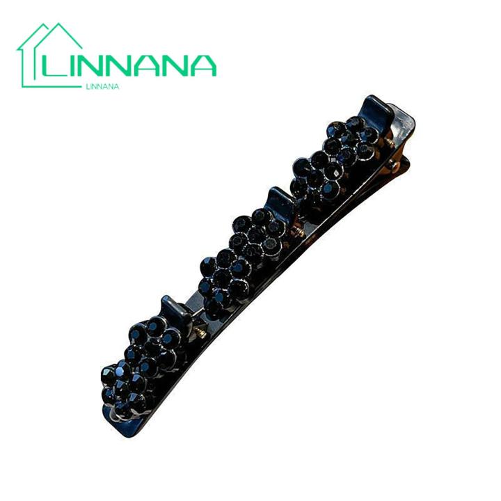 Hair Clip Tight Shiny Rhinestone Flower Decor Double Layer Hairpin