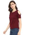 Pure Poly-Cotton Half Sleeves Ladies Cold shoulder off shoulder cut shoulder stylish tshirts t shirts tops shirts for women girls womens for summer latest design. 