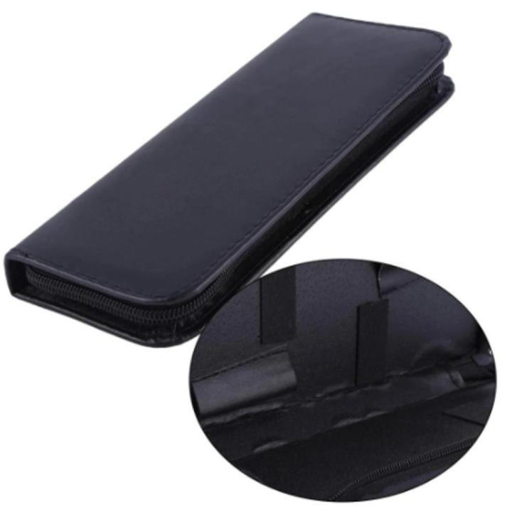 Professional Salon PU Leather Haircut Scissors Bag Kit Set Zipper Portable 5 Pcs Storage Capacity Barber Shears Box, Pack of 1 Scissor Pouch Hair Stylist Barber Hairdressing Holder Case Bag For Salon (Black)