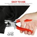 High Quality Metal Tich Button Clipper With 50 Buttons - Press Plier 9.5mm - Abaya Ring Metal Buttons Presser Machine Fastener Snap Buttons Kit - Tich Button Tool Kit. 