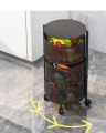 3/4/5 Layer/Tier/Step Kitchen Rotating Shelf 360 Degree Baskets Fruit Vegetable Storage Rack Floor Round Household Multi-function Shelf With Wheels. 