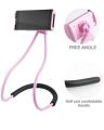 Lazy Bendable Flexible Hang Neck Phone Holder 360 Degree Rotation Mobile Stand - Pink. 