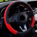 Size 36cm 8 Colors Car Steering Wheel Cover faux Leather Square Embossing Non-slip for Honda Civic Auto Interior Accessories(Blue). 