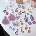 ES 925 S Needle Fashion Purple Trend Simple Fresh Earrings Korea 2023 New Purple Tide Temperament Earrings. 