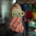 Coffee Cup Handmade crochet keychain. 