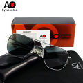 Aviation rectangle ao logo sunglasses women men 2022 uv400 luxury brand designer glass lens oculos de sol masculino uv protectio. 