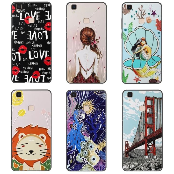 3D Emboss Relief Case For VIVO V3 Phone Cover Black Softness Silicone Back Bumper