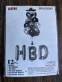 12 Pcs "HBD" With 3 Foil Alphabets | 1 Pcs Heart Shape Balloon | 3 Pcs Latex Balloons | 3 Confetti Balloons | 2 Pcs Metallic Balloons | Elegant Design "HBD" Foil Balloons With 12 Pcs | Beautiful "HBD" Foil For Your Event. 