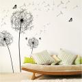 [zooyoo] Large Black Dandelion Flower Wall Stickers Home Decoration Living Room Bedroom Furniture Art Butterfly Murals. 