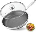 New Multifunction Laser Crafted Printed Frypan With Glass for Safe and Healthy Cooking Food Grade 2 5 Layers 304 Stainless Steel Body Non Stick Coating Non Oil Smoke Frying Pan Skillet Saucepan Ceramic Pan Unbreakable and Heat Up Function Easy to Clean. 