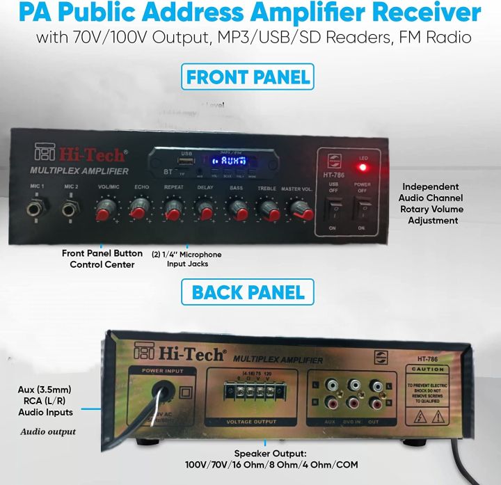 Amplifier HT-786 mono 120w with USB/SD/MIC/BT/ECHO | Daraz.pk