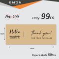 Printed “Thank You” Paper Labels | 5x15cm (Approx. 2x6 Inch) High quality Paper Strips | White & Brown Colors | Elegant Thank You Message Tags for Gift & Packaging. 