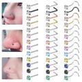 1 Pc Color Crystal Nose Studs Stainless Steel Nose Piercing Round Cz Crystal Nose Ring 3mm L Shape Nostril Piercing Jewelry. 