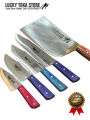 5 PCS QURBANI KNIFE SET- STAINLESS STEEL MADE BUTCHER KNIVES IMPORTED STEEL AND 1 1.25KG KAMANI TOKA-NAZIR KAMANI TOKA-STEEL KNIFE WITH FULL TANF HANDLE-PROFESSIONAL  BUTCHER KNIFE SET WITH BONE CUTTER CLEAVER. 