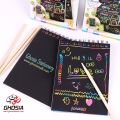 Multicolor Magic Book Rainbow Magic Doodle Scratch Art Activity Notebooks Or Note Pad with Bamboo Pen Kids Arts and Craft Gifts. 