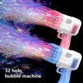 Bubble Machine Automatic Electric Gatling Bubble Guns Bubble Maker 32 Hole Bubble Gun With 1 Liquid Bottle Outdoor Fun Kids Toys for Boys and Girls /  Pack Of 5 Pcs Bubble Liquid 10ML (NOT INCLUDED). 