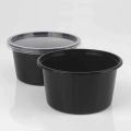 25 Pack Black Microwave Sauce Containers with Lid - 1oz Disposable Round Food Boxes. 