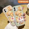 YIWESAN For VIVO Y1s Y91C Case 3D Flowers Rabbit Pattern Cream Wave Border Soft Clear Shockproof Phone Cases Creative Camera Transparent Casing Simple Gentle Protective Cover. 