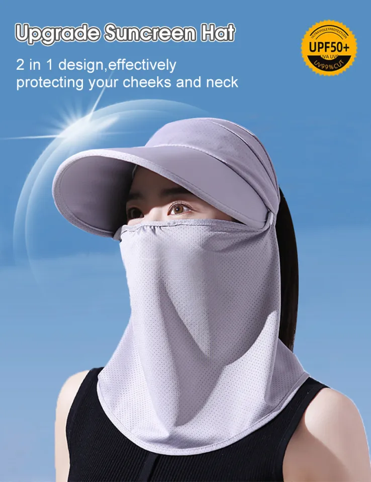 LouisWill Women's Sunscreen Hat With Face Mask Summer Sun Hat Half