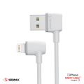 Sigma Lightning (Iphone) Auto Disconnect Fast Charging + Data Cable (Nylon - L Shape - 90 Degree - Elbow - For Gaming And Use While Charging Comfortable Cable) For Lightning supported all Devices - Ninety Cable - C1 - Lightning. 