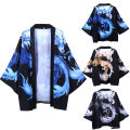 Yfashion Summer Japanese Kimono Robe for Men Women nese Style Dragon Printing Cardigan Tops Half Sleeves Loose Sunscreen Shirt color. 