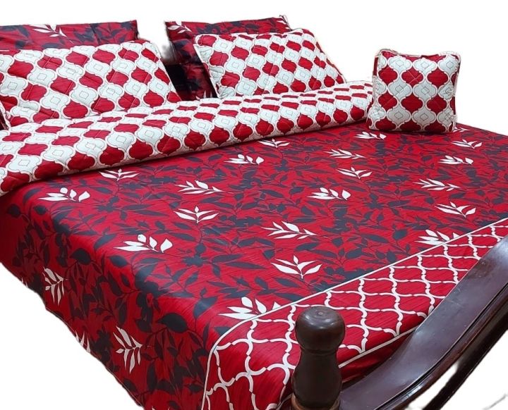 RED FLORAL  Comforter set-7 Pcs