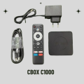 CBOX C1000 Android TV Box with 2GB RAM and 8GB Storage Running Android Version 15 Supporting 4K Ultra HD Bluetooth Voice Remote and Dual Band WiFi. 